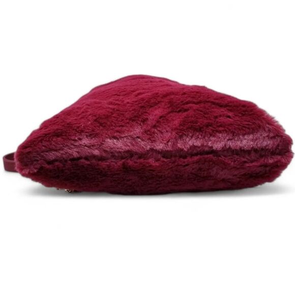 Burgundy Faux Fur Crossbody Tote and pouch set - Picture 4 of 9